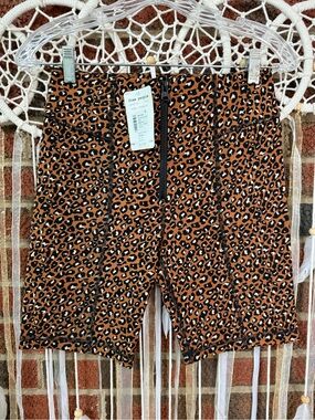 Free People Leopard Print High-Rise Bike Shorts in Rust and Black